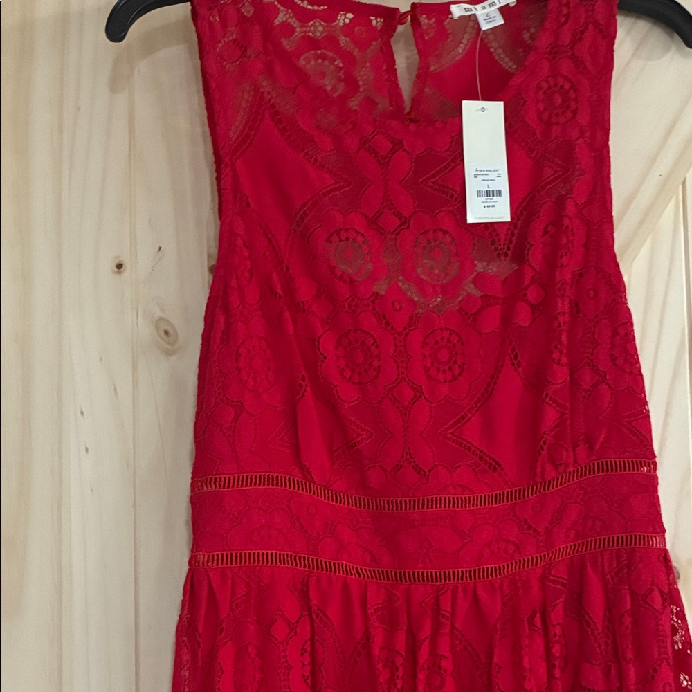Francesca’s Miami NWT Elegant Red Lace Maxi Dress - Picture 9 of 12